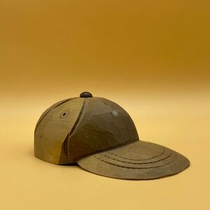 Vintage wood carved hanging baseball cap - 0021IS